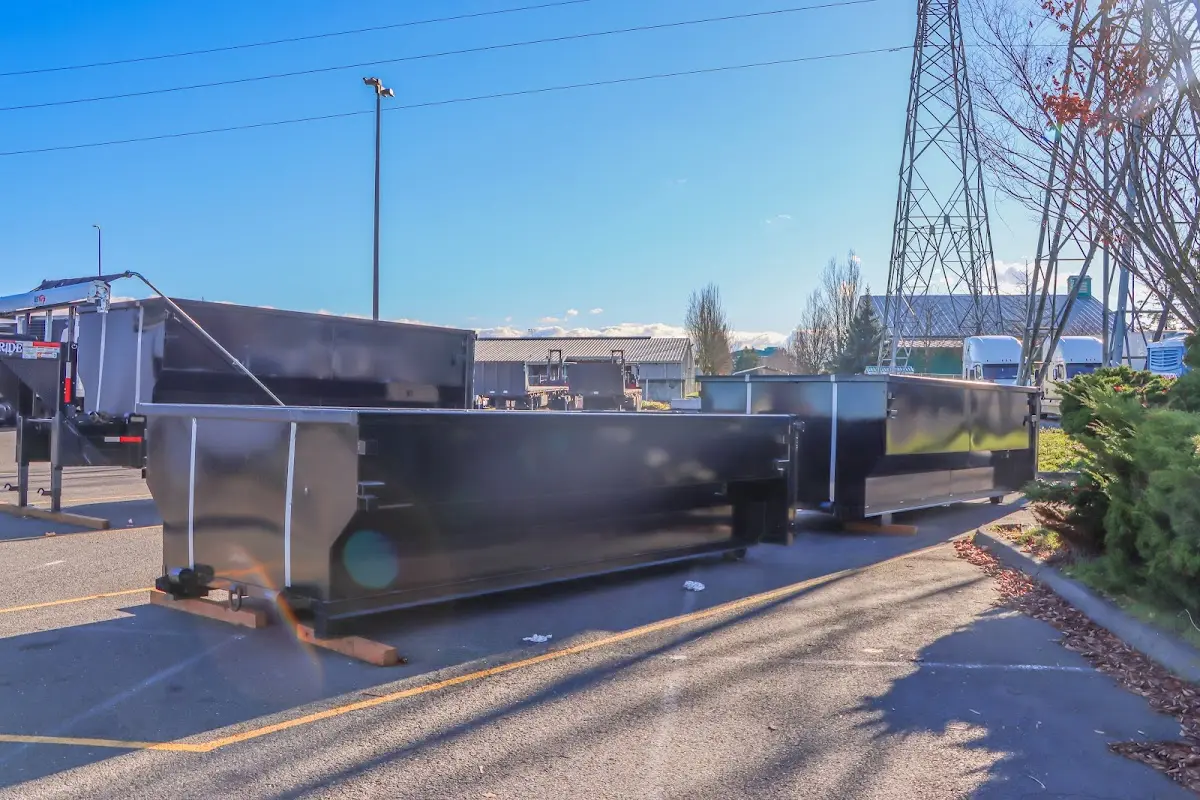 Roll-off dumpster ready for waste disposal at job site for Roll Off Dumpster Rental in Pittsboro